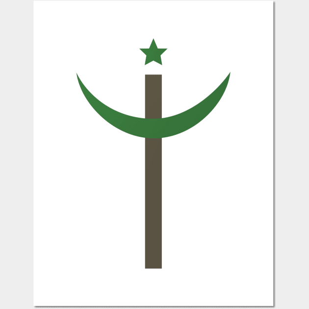 Combination of Crescent with Cross religious symbols in flat design icon Wall Art by wavemovies